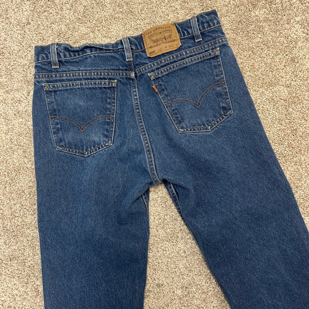 Levi's 505 Men 36x30 Vintage 90s Jeans USA Regular Fit Straight Leg Orange Tab
